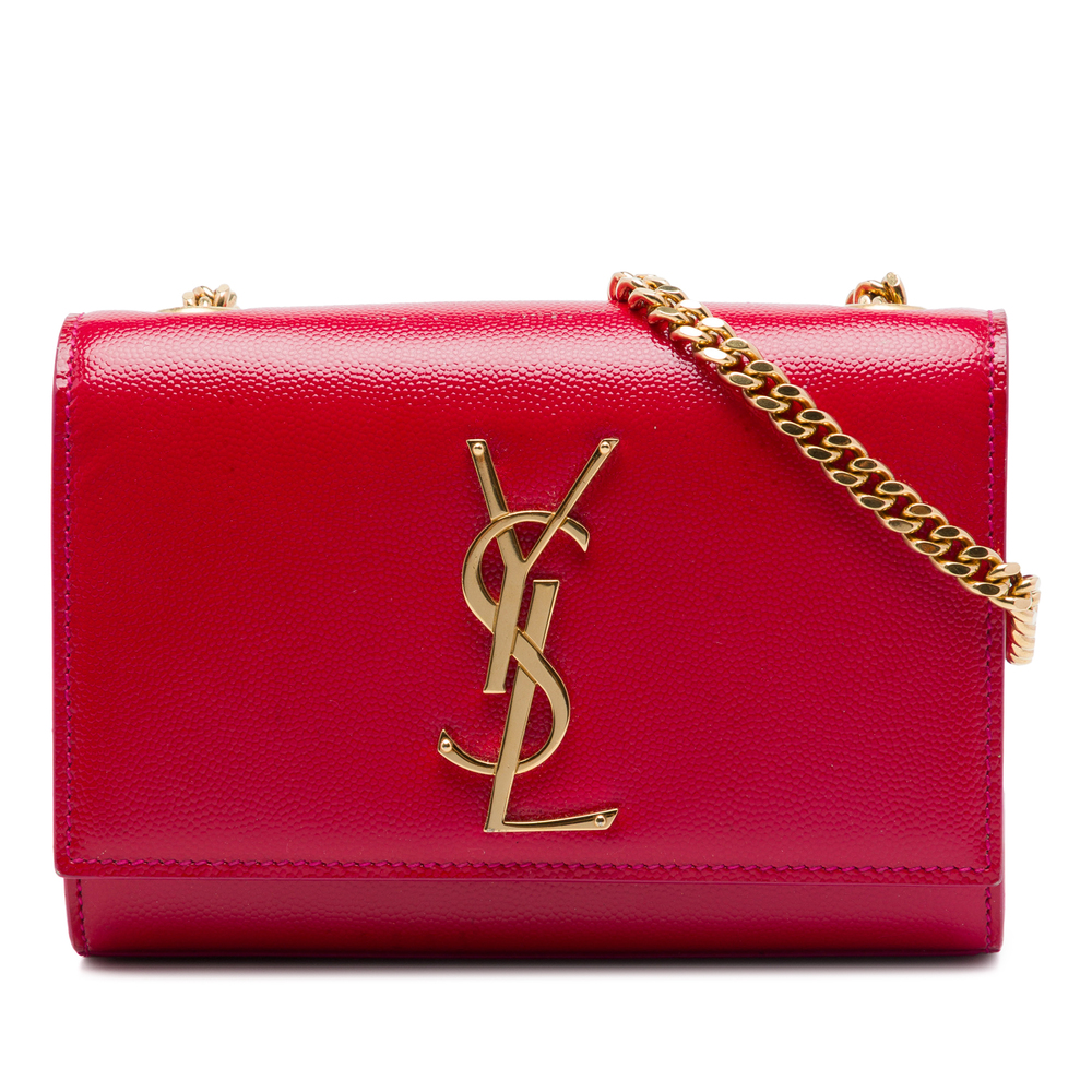 Pre-Loved Saint Laurent Small Patent Grain de Poudre Monogram Kate Crossbody